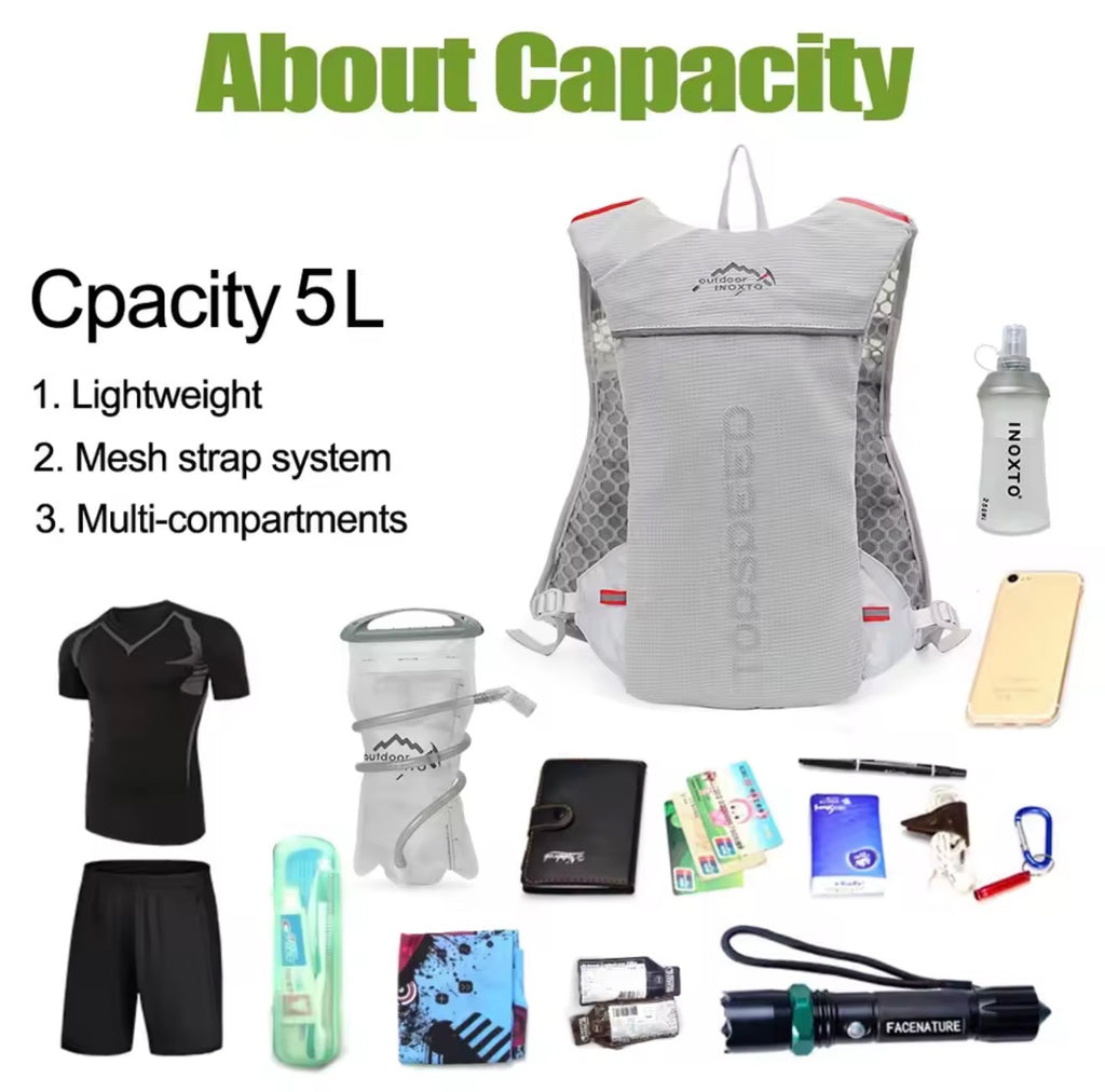 Ultraleichte Laufweste mit Trinksystem – 5L Trail Running Rucksack